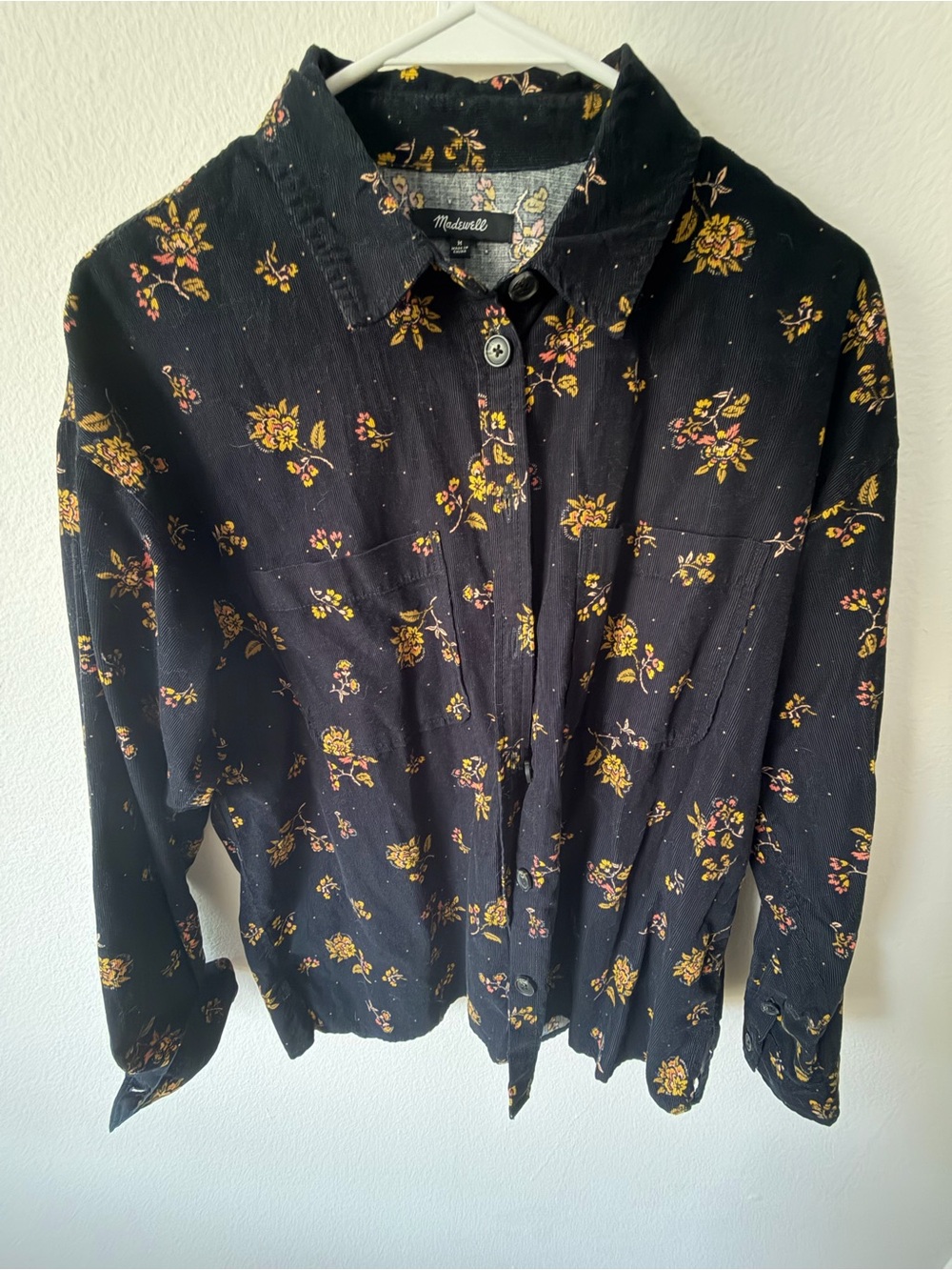 Madewell Black Floral Button-Down Shirt